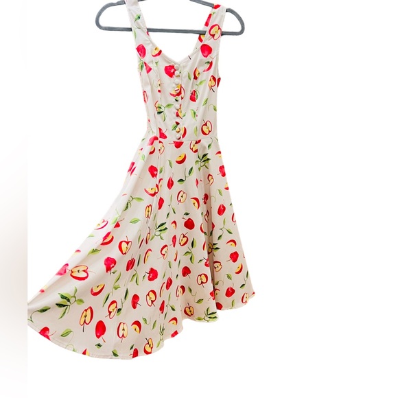 Miss Lulo Mini Retro Floral Apples Dress Size XS 96% Cotton 4% Spandex Preowned - Picture 12 of 16